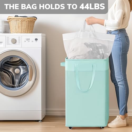 Goodpick Rolling Laundry Basket with Wheels,75L Large Collapsible Laundry Hamper with Removable Wash Bag Space for living room, Blue - color: Blue 1-Pack