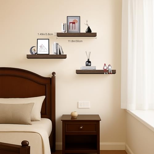 Floating Shelves for Wall, Bathroom Shelves Over Toilet, Wall Shelves & Book Shelf for Room, Hanging Shelf, Wooden Wall-Mounted Small Floating Shelves, 12 x 7 x 1.5 in (Smoke Gray, Set of 3) - color: Smoke Gray, size: 12"(set of 3)
