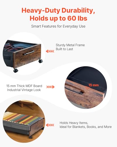 VEVOR Under Bed Storage with Wheels, 36.0 x 18.1 x 7.3 inch, Underbed Containers with Clear Lid, Underbed Shoe Organizer, Rolling Under the Bed Storage Bins for Clothes Shoes Blankets Bedroom, 2 Pack - style: E