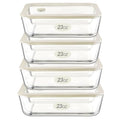 Urban Green Glass Food Container Set with Glass Lid, 4 Pack, Food Storage Containers Set, Airtight, LeakProof, 100% Plastic Free, Meal Prep Containers (White Color) - color: White Sand - 4P