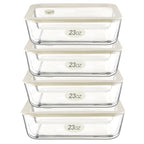 Urban Green Glass Food Container Set with Glass Lid, 4 Pack, Food Storage Containers Set, Airtight, LeakProof, 100% Plastic Free, Meal Prep Containers (White Color) - color: White Sand - 4P