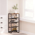 CHEMPFR Narrow 5-Tier Shoe Rack, Slim Space-Saving Shelf with Decorative Wood Top & Steel Mesh, Entryway/Closet/Dorm Organizer, 16.5x11.8x36 Inches - size: 5 Tier (16.5″x11.8″x36″)