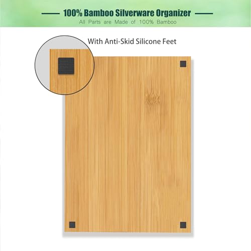 guiogc Bamboo Kitchen Drawer Organizer, 11.6" W x 17" H Silverware Utensil Tray Holder, Wood Cutlery Tray for Silverware, Flatware, Bedroom, Organization of office supplies - size: 11.6"Wx17"D(6-Slots)