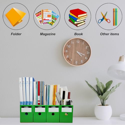Limitliho Green Cardboard Magazine Holder (2 Pack), Magazine File Holder for Desk, Sturdy Book Bins for Classroom, Vertical File Folder Organizer, 10.6'' H×10.2'' L ×3.5''W Inch Magazine Rack - color: Green, size: 2 Pack