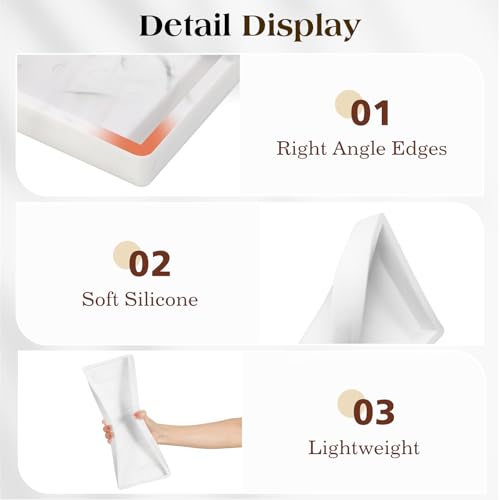 Luxspire Bathroom Vanity Tray, 11.8 x 5.1 Silicone Kitchen Counter Tray for Soap Dispenser, Bathroom Countertop Organizer for Perfume Soap Towel Bathroom Accessories, 2 Packs, Marble White - color: Marble White, size: 11.81 × 5.12 × 0.79 in