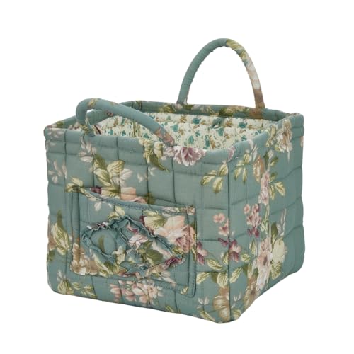 Quilted Laundry Basket with Handles, Aesthetic Collapsible Fabric Storage Basket for Clothes, Diapers & Toys - Multi-Purpose Boho Organizer Tote for Car, Home & Picnic (C) - color: C