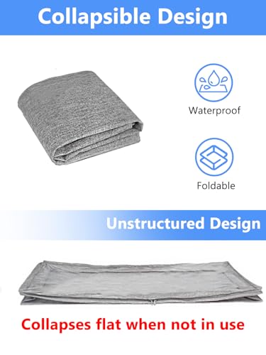 Low Profile Under Bed Storage, 3-Inch High Foldable Underbed Storage Bins with Lid & Zipper, No Structure, Super Slim Clothes Organizer for Crib Dorm Couch Low Bed, 6-Pack, Clear Top - size: 6 Pcs