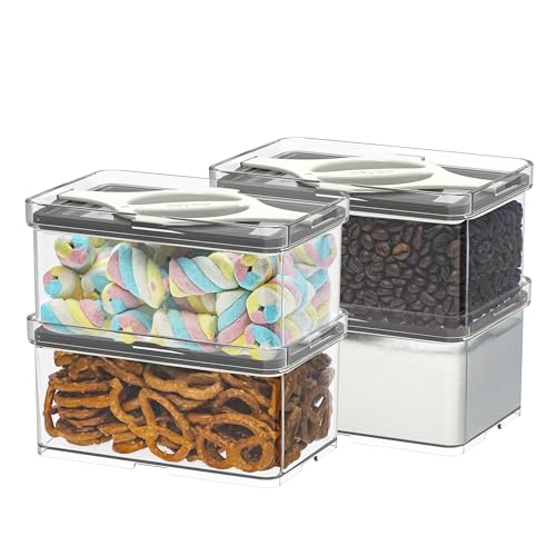 4-Pack Small Pantry Containers, 0.8 QT/0.76 L Clear SAN Food Storage Canisters with Twist-Lock Lids, Stackable for Sugar, Tea Bags, Seasoning, Nuts, Snacks White - color: White