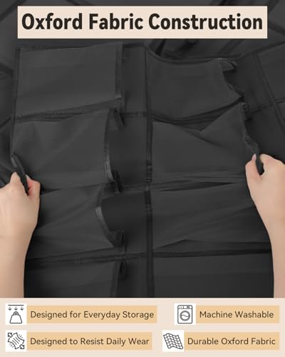 dodowin Over the Door Shoe Organizer Rack, 16 Large Breathable Mesh Pockets, Foldable Hanging Storage Holder for Closet Door, Space Saving Shoe & Accessory Organizer with 4 Metal Hooks, Black - color: Black, size: 16 Pockets