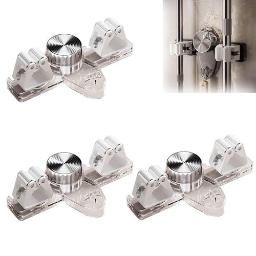 Broom Hanger Mop Hanger, Wall Mount Mop Grippers, No Punching Required Broom Hanger Organizer for Bathroom, Kitchen, Laundry Room, Home Garden, Garage Storage and Organization Rack (Transparent) - color: Transparent