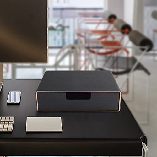 PU Leather Stackable Organizer Drawer,Executive Office Supplies Desktop Filing A4 File Cabinet/Holder for Jewelry/Bill/Paper/Documents/Makeup Home Decor Stationery Storage Box,Black - color: Black