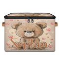 Custom Storage Basket with Name, Personalized Storage Bins with Zipper Lid, Foldable Fabric Storage Box Large capacity with Handle Love Bear - color: Option 25