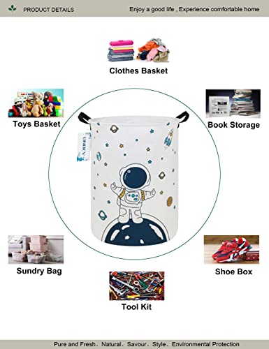 Round Fabric Storage Bin,Decorative Basket,Organizer Basket with Handles,for Clothes Storage,books and sundries (Star astronaut), 19.7inch(H) x 15.7inch(D) - color: Star astronaut