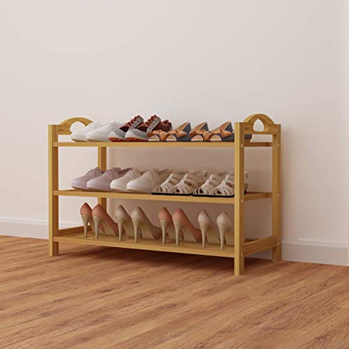 UDEAR Bamboo Shoe Rack 3-Tier Shoe Storage Organizer Entryway Shoe Shelf - size: 3-Tier