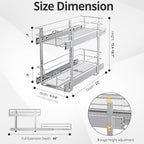 ZOINLIY Pull Out Cabinet Organizer, Versatile Slide Out Kitchen Organizers and Storage,Heavy Duty Drawer Cupboard Storage Basket, Smooth Sliding, Chrome Finish (2-Tiers-9¼''W×22“D) - size: 2-Tiers 9¼''W×22”D
