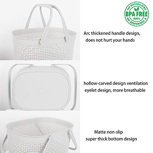 rejomiik Portable Shower Caddy Basket, Plastic Organizer Storage Tote with Handles for Bathroom, College Dorm, Kitchen, Grey - color: Grey, size: 1 pack