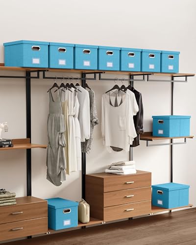 2 Pack File Storage Organizer, Document Organizer, Portable File Box with Lid, Fit for Letter/Legal File Folder Storage,Calamine Blue+Cobalt Green,Box only - color: Calamine Blue+Cobalt Green, size: 2 pack