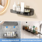 Diesisa 2pc Acrylic Wall Mounted Shower Caddy, Adhesive Shelf, Bathroom Shelves for Wall, Self Adhesive Organizer, No Drilling Hang Walls, for Bathroom, Kitchen, Living Room - color: 2pcs-grey