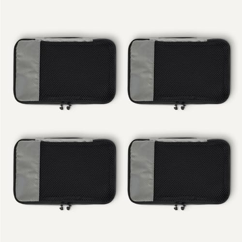 Amazon Essentials 4-Piece Packing Cubes Travel Accessories Set, Space-Saving Luggage Organizer with Double Zipper, Mesh Top, Small, Gray (Previously Amazon Basics) - color: Gray, size: 4 x Small