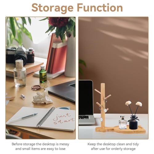 Cyrank Key Tray, Jewelry Tray Key Holder Key Bowl for Entryway Table Wood Key Tray for Entryway Earring Holder Rack Jewelry Organizer Tray 01 No Cat Statue - color: 01