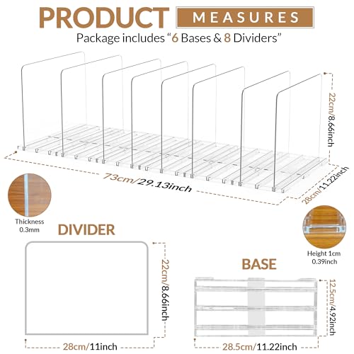 Adjustable Bag & Purse Organizer for Closet | Clear Shelf Dividers for Closet Organization, Vertical Handbag Separator for Sweater, Shirts & Clutches, Perfect for Bedroom, Living Room, Home