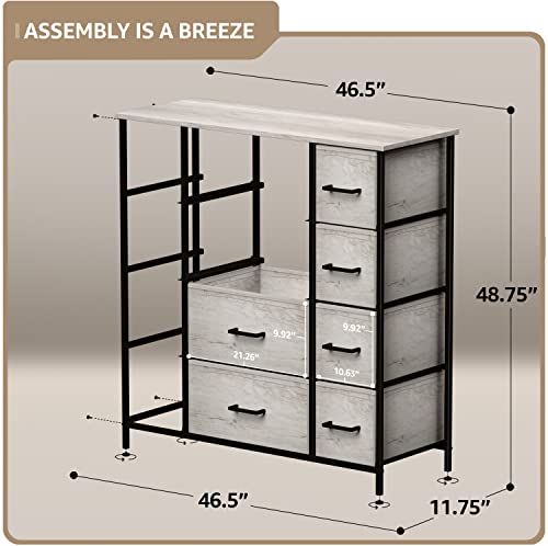 Sorbus Dresser with 12 Faux Wood Drawers - Large Storage Chest Organizer Unit with Steel Frame, Wood Top, Easy Pull Fabric Bins for Bedroom Furniture, Hallway, Living Room, Nursery, Closet & College - color: Greige, style: 12 Drawer
