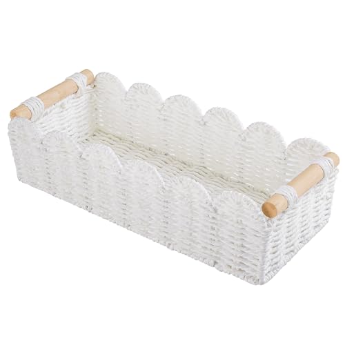 Toilet Paper Storage Basket Bathroom Counter Organizer Wicker Baskets for Organizing Cute Basket for Bedroom Nursery Room Kitchen Bathroom Decor-White - color: White