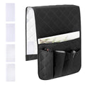 RETON Sofa Armrest Organizer with 5 Pockets, Non Slip Remote Control Caddy with 8 Pieces of Hook and Loop Fasteners, Armchair Caddy Holder Storage for Magazine Recliner Book TV Phone (Black) - color: Black
