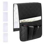 RETON Sofa Armrest Organizer with 5 Pockets, Non Slip Remote Control Caddy with 8 Pieces of Hook and Loop Fasteners, Armchair Caddy Holder Storage for Magazine Recliner Book TV Phone (Black) - color: Black