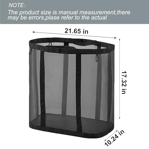 Mesh Bag with Handles, Collapsible Laundry Basket, Foldable Laundry Bag, Breathable Folding Beach Bag,Space-saving Travel Tote Bags (1, Black) - color: Black