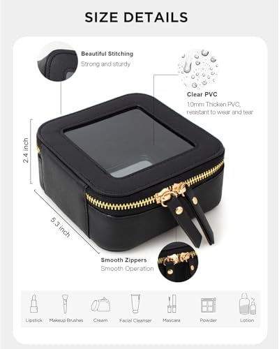 LETGO Clear Makeup Bags Small, Small Makeup Bag for Purse,Mini Clear Makeup Pouch Purse Organizer Fit Carry-on Travel Essentials,Cute Cosmetic Bags Car Accessories for Women (Mini-Black) - color: 0-Mini-Black