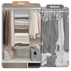 STORAGE MANIAC 2-Shelf Hanging Closet Organizer, Cloth Hanging Closet Shelf, Hanging Closets Baskets with Hooks for Dorm, Apt, Bedroom, College, Garment Rack, Wardrobe, Fabric with Mesh, Ivory - style: Ivory