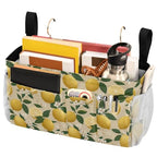 Bedside Caddy Hanging Bunk Bed Caddy Bed Organizer Hanging Pocket with 2 Hooks Bedside Storage Organizer Pocket Bag Holder Beige Lemons and Flowers - color: Beige Lemons and Flowers