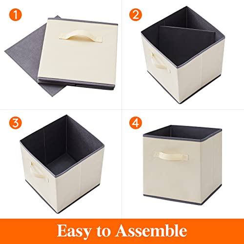 Lifewit Storage Cubes, Foldable Decorative Fabric Storage Baskets for Organizing Home Organizers with Handles for Shelves, Closet, 11 Inch Bins, 18L Beige, 6 Packs - color: Beige, size: 6pcs-11INCH