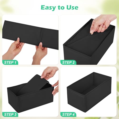 Drawer Clothes Organizer 16-Pack, Black 3 Sizes Underwear Drawer Dividers, Fabric Folding Wardrobe Organizer, Can Store Baby Clothes, Bras, Underwear, Panties, Belts, Socks, Ties, etc. - color: Black