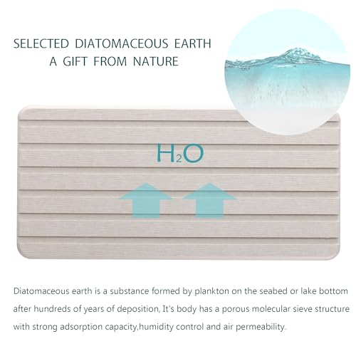 NiuYichee 2 PCS Water Absorbent diatomite Coasters, 8.3" x 4" Water Absorbing Stone Tray for Sink, Stone Drying mat for Kitchen Counter, Stone soap Tray Used for Hand Soaps & toiletries & Plants - color: Light Grey, size: 8.3 x 4 inches