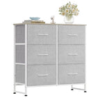 WLIVE Fabric Dresser for Bedroom, 6 Drawer Double Dresser, Closet Dresser with Fabric Bins, Chest of Drawers for Closet, Living Room, Hallway, Light Grey - color: Light Grey