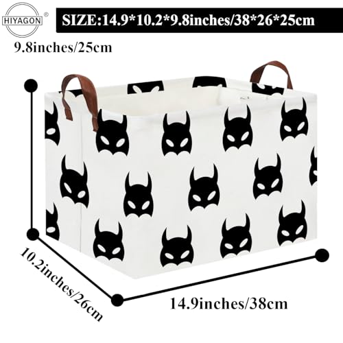 HIYAGON Batman Basket Kids Storage Basket Cute Basket Empty Toy Storage Bin Organizer Box Rectangular Room Decor for Home Books(Black bats) - color: Black bats