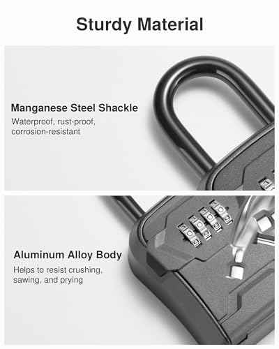 Puroma Lock Box, Key Lock Box Wall Mount & Portable Combination Lockbox with Resettable Code, Security Lockbox for Outside House Keys, Apartment Realtors Spare Keys Storage (1 Pack, Pure Black) - color: Pure Black