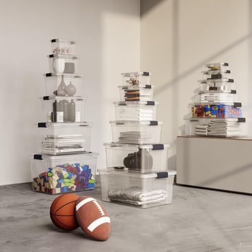 Superio Clear Storage Box with Lid, Plastic Container Bin for Organizing, Stackable Crate, BPA Free, Non Toxic, Odor Free, Organizer for Home, Office, School, and Dorm (14.7 Qt (Deep) - size: 14.25 Qt