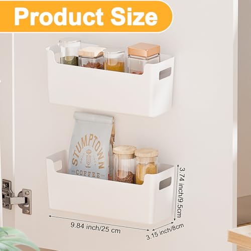 2 Pcs Kitchen Cabinet Door Organizer,Adhesive Mount Inside Cabinet Door Storage,Under Sink Door Storage Shelf for Kitchen,Bathroom,Office,Garage,Craft Room(White) - color: White, size: 2 Pcs