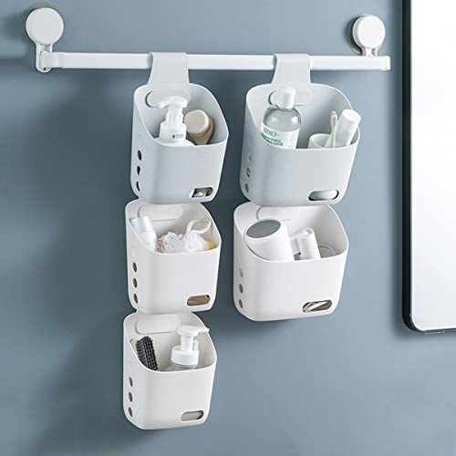 3 Pcs Shower Basket Hanging Caddy, Portable Walll Storage Organizer with Hooks for Bathroom Kithcen Dorm College, White - color: White, size: Small