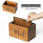 LBEMEY Mail Holder Storage Organizer Box,Acacia Wood Mail Organizer Countertop,Desktop Letters, Bills, Notes and Postcard Bin for Home Office Dorm Room