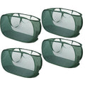 4 Piece Popup Mesh Laundry Basket Durable Handles Collapsible Laundry Baskets Folding Clothes Pastic Hamper for Laundry Room College Dorm (Green) - color: Green