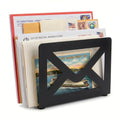 MyGift Black Metal Desktop Mail Holder with Cutout Envelope Design Home and Office Desk Letter Organizer - color: Black