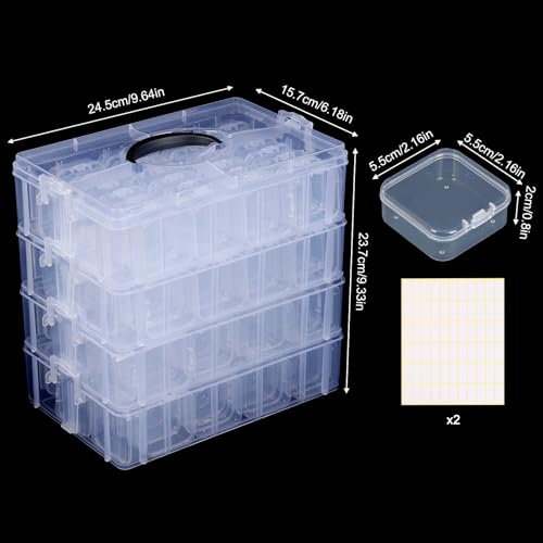 SGHUO Bead Organizer Box, 112pcs Small Organizers, 4-Tier Stackable Storage Container Box for Art Craft Storage, Washi Tape, Kids Toys, Jewelry, Beauty & Sewing Supplies - style: 4 tier-2in