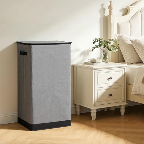 SOLEDI Laundry Hamper with Lid 100L Large & Tall Collapsible Laundry Basket, Clothes Hamper with Bag Removable Easy to Carry, Dirty Hampers for Bedroom, Bathroom, Dorm, College, Grey - color: Grey, size: 100L