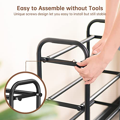Gonfoam 4-Tier Expandable Shoe Rack,Adjustable Shoe Shelf Storage Organizer Heavy Duty Metal Free Standing Shoe Rack for Entryway Closet Doorway (Black) - color: Black, size: 4 Tier