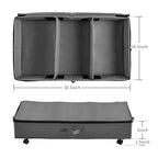 Frassie Under Bed Storage Containers with Wheels Under bed Shoe Storage Organizer Drawer with Metal Zipper (Grey)