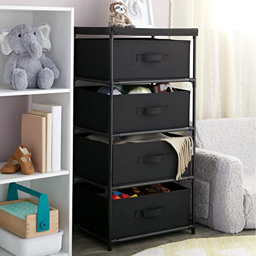 Juvale 4-Tier Fabric Dresser for Closet - 16.5 x 13 x 33 in, Black - Storage Cabinet with Drawers, Closet Drawers & Bedroom Storage - color: Black